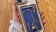 MZELQ Plating Wallet for iPhone 11 Case, Bling Glitter Diamond Card Holder Camera Protection Luxury Cover + 2* Screen Protector, Card Slot Case Elegant iPhone 11 Phone Case -Gold