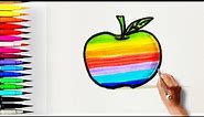 How to draw Rainbow Apple | Drawing for Kids | KIDZ Class