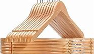 Amber Home Smooth Natural Finish Solid Wood Shirt Dress Hangers 20 Pack, Sturdy Wooden Coat Hangers with Precisely Notches, Clothes Hangers for Jacket, Camisole, Bridal (Natural, 20)