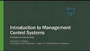 Introduction to Management Control Systems / Controllership