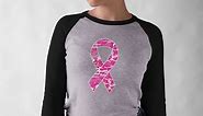 Camo Pink Ribbon Breast Cancer Awareness Raglan Shirt