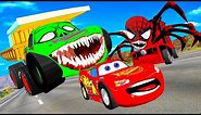 Lightning McQueen and FRIENDS vs SPIDERMAN ChooChoo Charles ZOMBIE BALAZ Pixar cars in BeamNG.drive
