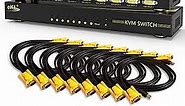 eKL VGA KVM Auto Switch 8 Port in 2 Out Switcher 8x2 Supports Hotkeys,Audio,Basic Keyboard and Mouse USB 2.0 Devices Sharing 8 Computers