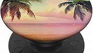 Ocean Vacation Beach Sand Sea Palms Pink Sunset Serenity PopSockets PopGrip: Swappable Grip for Phones & Tablets PopSockets Standard PopGrip