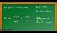 Unit Conversion: 1.00 gallons to cubic centimeters (cm^3 or cc)