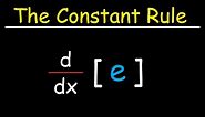 The Constant Rule For Derivatives