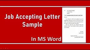 How to write a Job Acceptance letter to Company Manager in MS Word