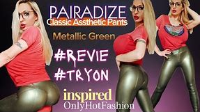 PAIRADIZE Classic Assthetic Pants – Metallic Green review & try on OnlyHotFashion