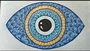 Evil eye!🧿 Easy evil eye symbol drawing using mandala designs | zentangle pattern for beginners