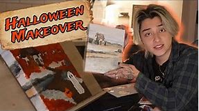 Turning a Thrift Store Painting into a HALLOWEEN PAINTING