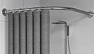 Riyidecor Corner Curved Shower Curtain Rod (29.5-37.4" x 29.5-37.4"), Stretchable L Shaped Adjustable Shower Curtain Rod, Drill Free Install, No Drill for Bathroom, Bathtub, Clothing Store