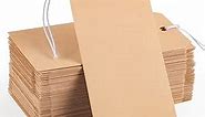 100pcs Kraft Paper Shipping Tags with Elastic Rope Large Marking Tags Hanging Paper Tag Attached Reinforced Hole Writable Price Tags Inventory Tags Gift Tags, 4.76'' x 2.36''