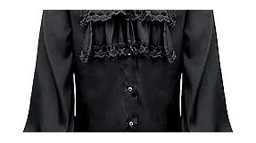 AIBEIX Mens Pirate Vampire Shirt Renaissance Victorian Medieval Gothic Shirt (Black, Medium)