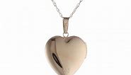 14k Yellow Gold Engraved Rose Heart Locket Necklace with Tri-Color, 18