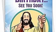 NobleWorks - Funny 40th Birthday Greeting Card - Joking God Humor Milestone, 40 Years Happy Bday Notecard with Envelope (1 Card) - See You Soon 40 C9064MBG