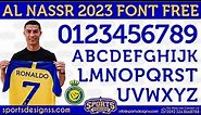 Al Nassr FC 2023 Football Font Free Download by Sports Designss_Ronaldo Al Nassr jersey font