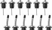 AOZITA 12 Pack Classic Bottle Pourers, Stainless Steel Liquor Pour Spouts Tapered Spout - Liquor Pourers with Rubber Dust Caps for Alcohol, Olive Oil,Bar Bartender Accessories