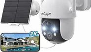 ieGeek Security Cameras Wireless Outdoor, 2K Solar WiFi Camera for Home Security System, Battery Powered Surveillance Cam with Solar Panel, 360° PTZ Color Night Vision, Motion Sensor, Works with Alexa