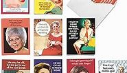 The Best Card Company - 10 Funny Birthday Cards Assorted (4 x 5.12 Inch) - Adult Retro Assortment, Boxed Greeting Cards with Envelopes - Ageless Wisdom M6620BDG