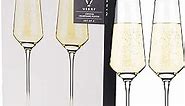 Viski Raye Angled Crystal Champagne Flutes Set of 2 - Premium Crystal Clear Glass, Modern Stemmed, Champagne Glass Gift Set - 8oz
