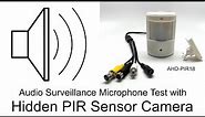 Audio Surveillance Microphone Demo using Motion Detector Security Camera