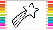 Shooting Star Painting, Drawing and Coloring for Kids - How to Draw Shooting Star -Easy Star Drawing