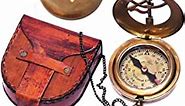 Engraved Sundial Compass with Leather case - Traveler Gift - Inspirational Gift - Adventurer Gift - Wedding Gift - Baptism Gift - Gift for him (Love You Forever)