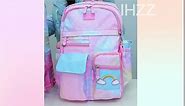 IHZZ Kawaii Backpack, Pink Backpack for Girls, Kid Starry Rainbow Bookbag, Cute Backpack for Kids, Aesthetic Backpack, Blue