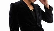 ASOS DESIGN super skinny smoking jacket in black velvet with belt | ASOS