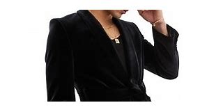 ASOS DESIGN super skinny smoking jacket in black velvet with belt | ASOS