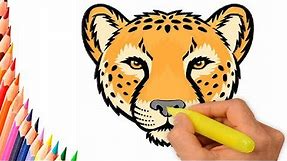 Coloring Pages - How to Draw a Cheetah - 187 - how to draw cheetah for kids - step by step drawing