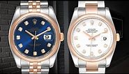 Rolex Datejust 36 Steel EverRose Gold Blue and White Diamond Dial Watch 116201 | SwissWatchExpo