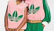 adidas Originals 'adicolor 70s' unisex large trefoil vest in pink | ASOS