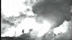 USS Arizona explosion and fire