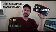 $15 Unlimited Talk Text +Data Cell Phone Plans - The Best From T-Mobile AT&T Cheap!!! Prepaid