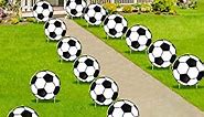 durony 16 Pack Football Yard Signs Soccer Lawn Signs Soccer Theme Waterproof Outdoor Yard Lawn Signs with Stakes for Sports Game Party Decorations