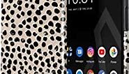 BURGA Phone Case Compatible with Google Pixel 4XL - Hybrid 2-Layer Hard Shell + Silicone Protective Case -Black Polka Dots Pattern Nude Almond Latte - Scratch-Resistant Shockproof Cover