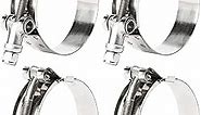 ISPINNER 4 Pack 2 Inch 304 Stainless Steel T-Bolt Hose Clamps, Clamp Range 56-64mm for 2" Hose ID, Pack of 4