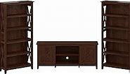 Bush Furniture Key West Stand for 70 Inch TV with 5 Shelf Bookcases, Bing Cherry