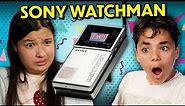 Teens React To The 1982 Sony Watchman (Portable TV) | Reacting to Old Technology