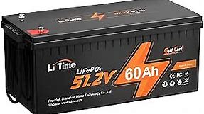 LiTime 48V (51.2V) 60Ah Golf Cart LiFePO4 Lithium Battery, Built-in 120A BMS, Maximum Power 6.14KW, Suitable for 4KW Motor, Support 2C Discharge, Perfect for Golf Cart, Trolling Motor, Lawn Mower etc.