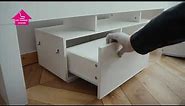 HOW to assemble high gloss TV Stand with LED Light Entertainment Center for Up to 70 Inch TV（003）