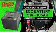 Eco Battery 1 Year Review (51v - 105ah Gen1) Range & Load Test