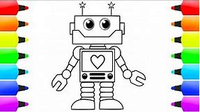 robot drawing and coloring for kids| Robot coloring pages for children 🤖