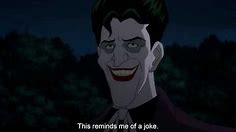 Joker tells Batman a joke and batman laughs