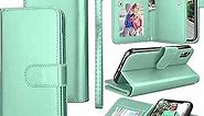 Tekcoo for iPhone Xs Max Wallet Case/iPhone Xs Max Flip Cover, 6.5" Luxury Cash ID Credit Card Slots Holder Purse Carrying PU Leather [Detachable Magnetic Hard Case] & Kickstand - Turquoise