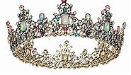 SWEETV Jeweled Baroque Queen Crown - Rhinestone Wedding Crowns and Tiaras for Women, Costume Party Hair Accessories with Gemstones,Victoria