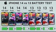iPhone 14 Pro Max vs 14 Plus vs 14 Pro vs 14 vs 13 Pro Max vs 13 Pro vs 13 vs 13 Mini Battery Test