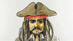 How to draw JackSparrow - Pirates of the Carribean - Realtime tutorial