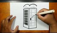 How to draw LONDON PHONE BOOTH